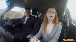 Cheeky redhead fails on purpose / FakeDrivingSchool - PornGO.com